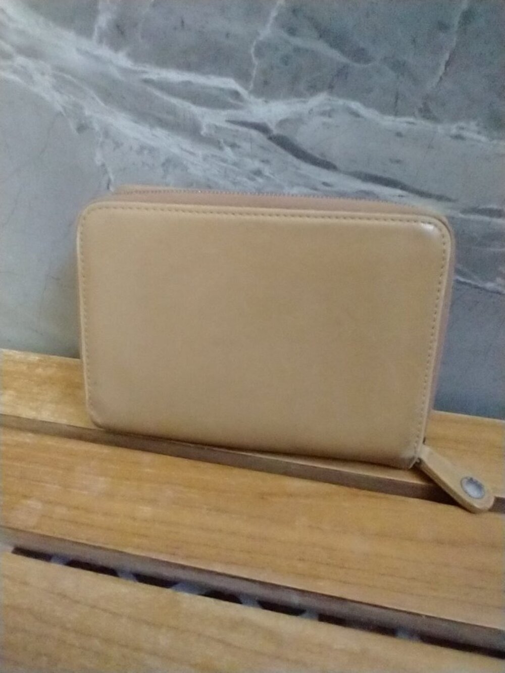 Coach Natural/Tan Leather Zip-around Bifold Wallet